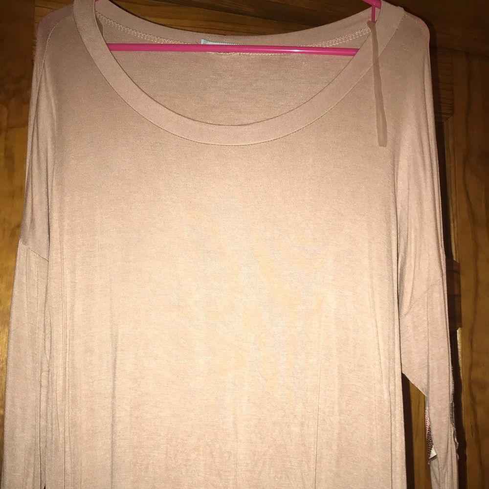 Tan tunic with elbow patch sleeves